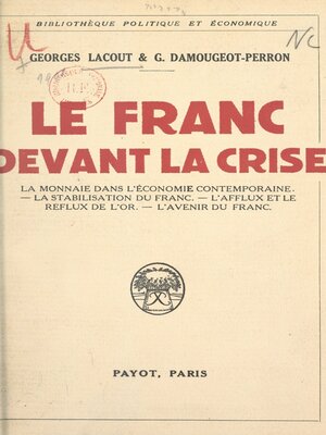 cover image of Le franc devant la crise